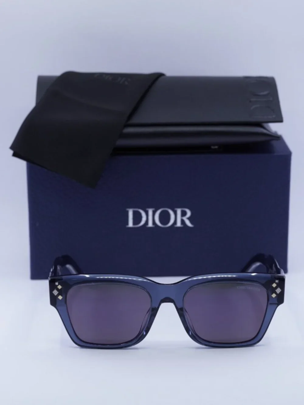 Dior CD DIAMOND S2 30G7 Square Sunglasses - Blue / Purple Mirrored